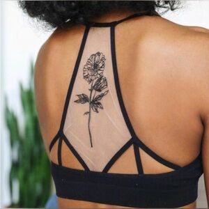 NWT white flower bloom tattoo mesh bralette